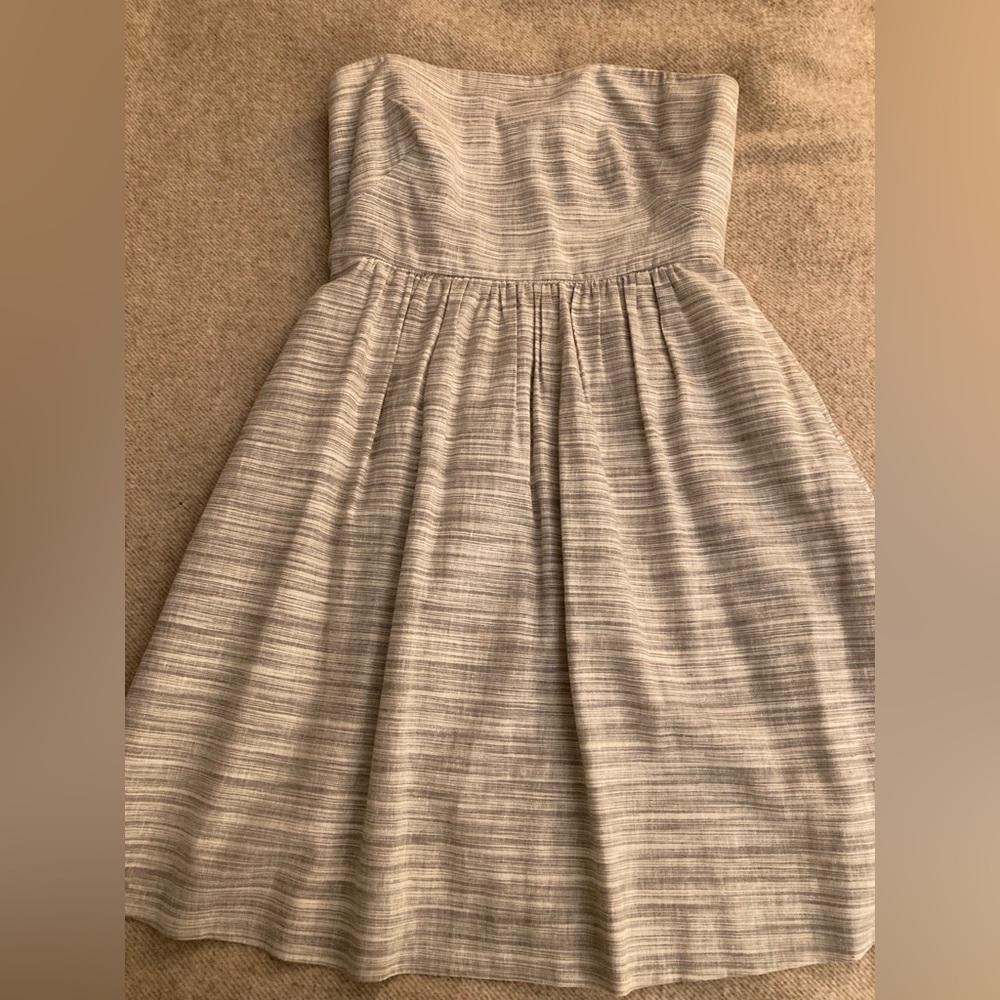 Banana Republic strapless gray linen/cotton blend dress A-line, fit-&-flare, 8